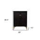 Modern Rustic Black Gold and Faux Rattan Bar Cabinet