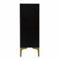 Modern Rustic Black Gold and Faux Rattan Bar Cabinet