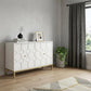 40" White Carved Geometric Sideboard with Two Doors