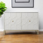 40" White Carved Geometric Sideboard with Two Doors