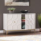 40" White Carved Geometric Sideboard with Two Doors