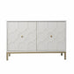 40" White Carved Geometric Sideboard with Two Doors