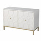 40" White Carved Geometric Sideboard with Two Doors