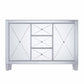 50" Silver Wood and Glass Three Drawer Credenza with Two Doors