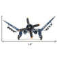 6" Blue Metal Hand Painted Model Airplane Tabletop Sculpture