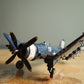 6" Blue Metal Hand Painted Model Airplane Tabletop Sculpture