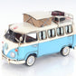 6" Blue And White Metal Volkswagen Bus Sculpture