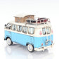 6" Blue And White Metal Volkswagen Bus Sculpture