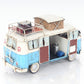 6" Blue And White Metal Volkswagen Bus Sculpture