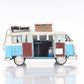 6" Blue And White Metal Volkswagen Bus Sculpture