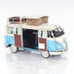 6" Blue And White Metal Volkswagen Bus Sculpture