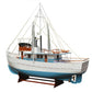 110" Blue And White Solid Wood Hand Painted Model Boat