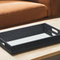 Black Shagreen Tray with Beveled Mirror