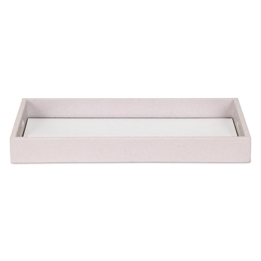 16" White Shagreen and Mirror Tray