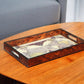 World Map Vintage Burlwood Serving Tray