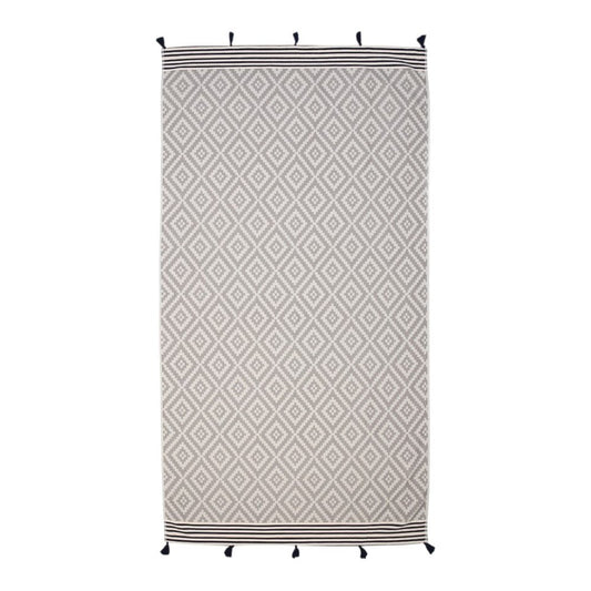 Gray Tribal Design Turkish Towel Beach Blanket