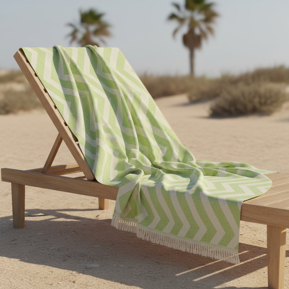 Lime Green Chevron Design Turkish Beach Blanket
