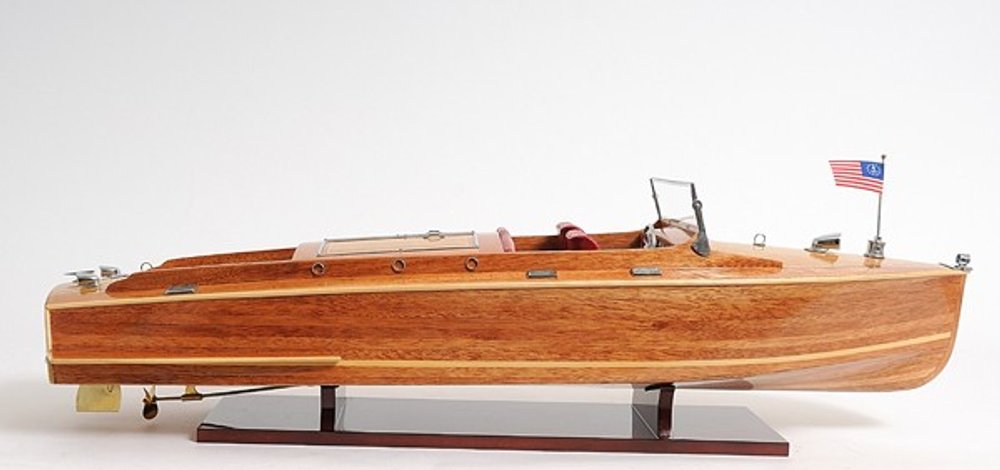 15" Natural Manufactured Wood Boat Sculpture
