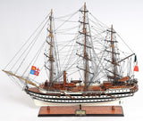 32" Black And White Solid Wood Hand Painted Boat Model Boat