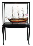 69" Solid Wood Hand Painted 1797 USS Constitution Large Floor Display Case Model Boat