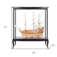 75" Black And Light Brown Solid Wood HMS Victory Boat Tabletop Sculpture With Case