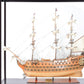 75" Black And Light Brown Solid Wood HMS Victory Boat Tabletop Sculpture With Case