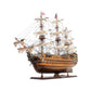 27" Wood Brown Solid Wood Hand Painted Model Boat Tabletop Sculpture