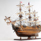 27" Wood Brown Solid Wood Hand Painted Model Boat Tabletop Sculpture