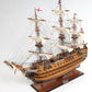 27" Wood Brown Solid Wood Hand Painted Model Boat Tabletop Sculpture