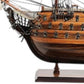 27" Wood Brown Solid Wood Hand Painted Model Boat Tabletop Sculpture