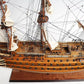 27" Wood Brown Solid Wood Hand Painted Model Boat Tabletop Sculpture