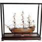 32" Wood Brown Solid Wood Hand Painted HMS Victory Medium Display Case Model Boat