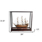32" Wood Brown Solid Wood Hand Painted HMS Victory Medium Display Case Model Boat