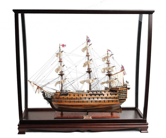 39" Brown Solid Wood Hand Painted Boat Model Boat