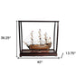 39" Wood Brown Solid Wood Hand Painted HMS Victory Large Table Top Display Model Boat