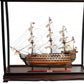 39" Brown Solid Wood Hand Painted Boat Model Boat