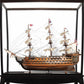 69" Brown Solid Wood Hand Painted Boat Model Boat