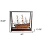 39" Wood Brown San Felipe Large Table Top Display Hand Painted Decorative Boat