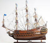 27" Brown Solid Wood Hand Painted Boat Model Boat
