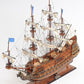 27" Brown Solid Wood Hand Painted Boat Model Boat