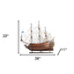 33" Brown Solid Wood Hand Painted Solei Royal Model Boat