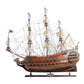 33" Brown Solid Wood Hand Painted Boat Model Boat