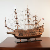33" Wood Brown Sovereign of the Seas Hand Painted Boat Sculpture