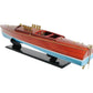 9" Blue and Brown Solid Wood Hand Painted Model Boat Tabletop Sculpture