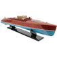 9" Blue and Brown Solid Wood Hand Painted Model Boat Tabletop Sculpture
