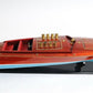 9" Blue and Brown Solid Wood Hand Painted Model Boat Tabletop Sculpture