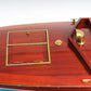 9" Blue and Brown Solid Wood Hand Painted Model Boat Tabletop Sculpture
