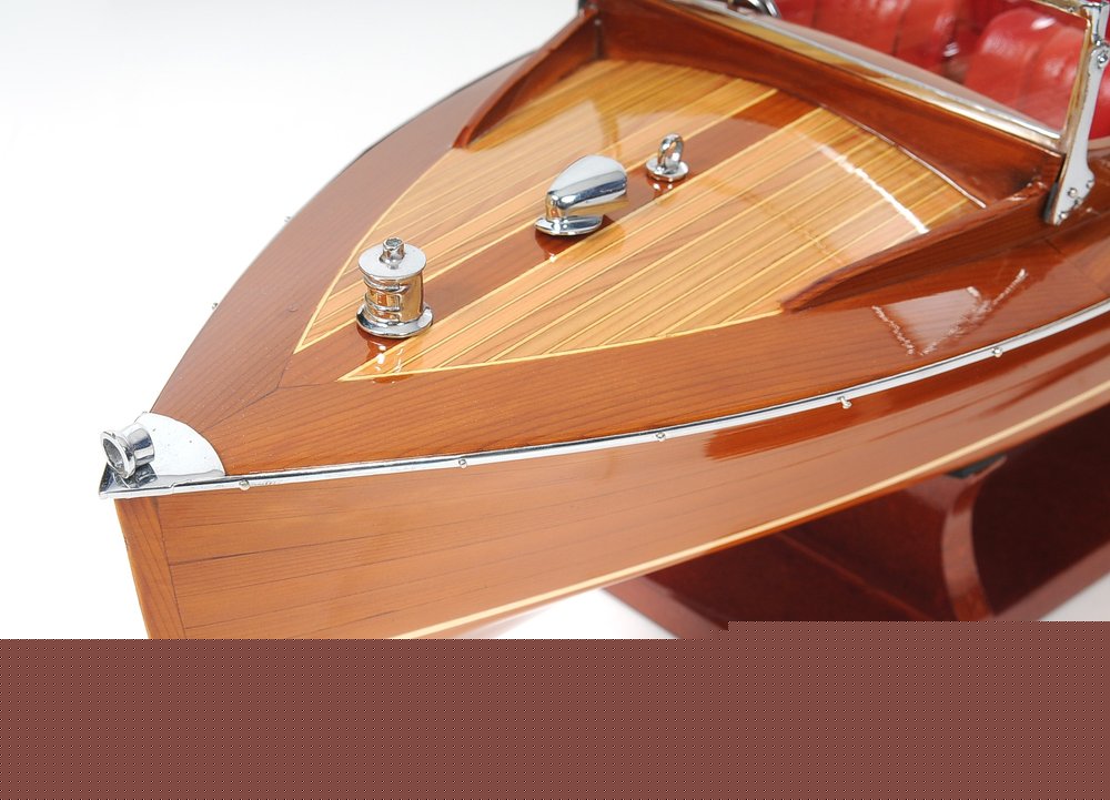 8" Brown Manufactured Wood Hand Painted Decorative Boat