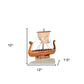 10" Natural Solid Wood Hand Painted Decorative Boat