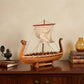 10" Natural Solid Wood Hand Painted Decorative Boat